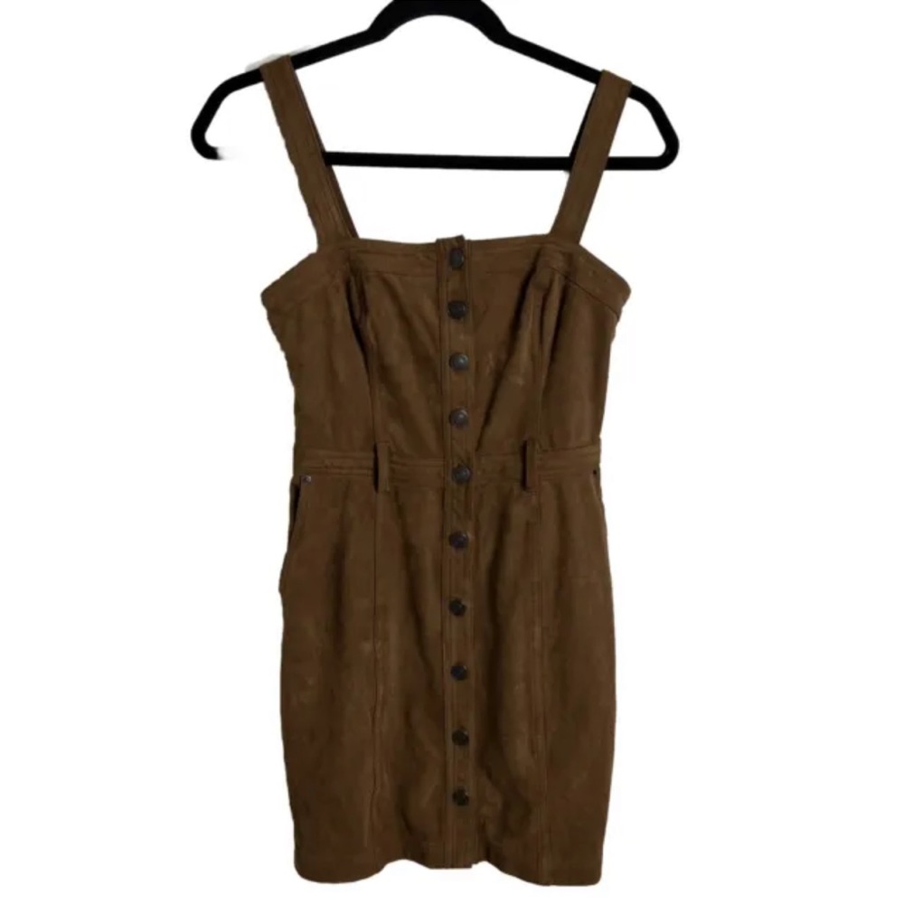 Abercrombie & Fitch Faux Suede Button Down Overall Dress Brown XS